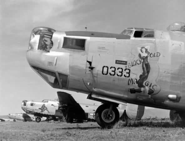 Lines of B-24 Liberators await the scrap heap at Kingman AAF in Arizona Lines of B-24 Liberators await the scrap heap at Kingman AAF in Arizona